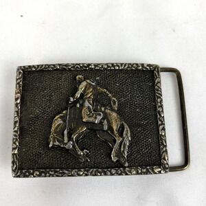 Vintage 1973 James Lind Wyoming Studio Cowboy Bucking Horse Belt Buckle